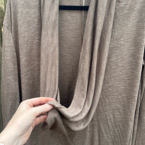 Michael Stars Oversized Cowl Neck Loose Fit Slub Knit Brown Thin Sweater Top - Picture 5 of 10